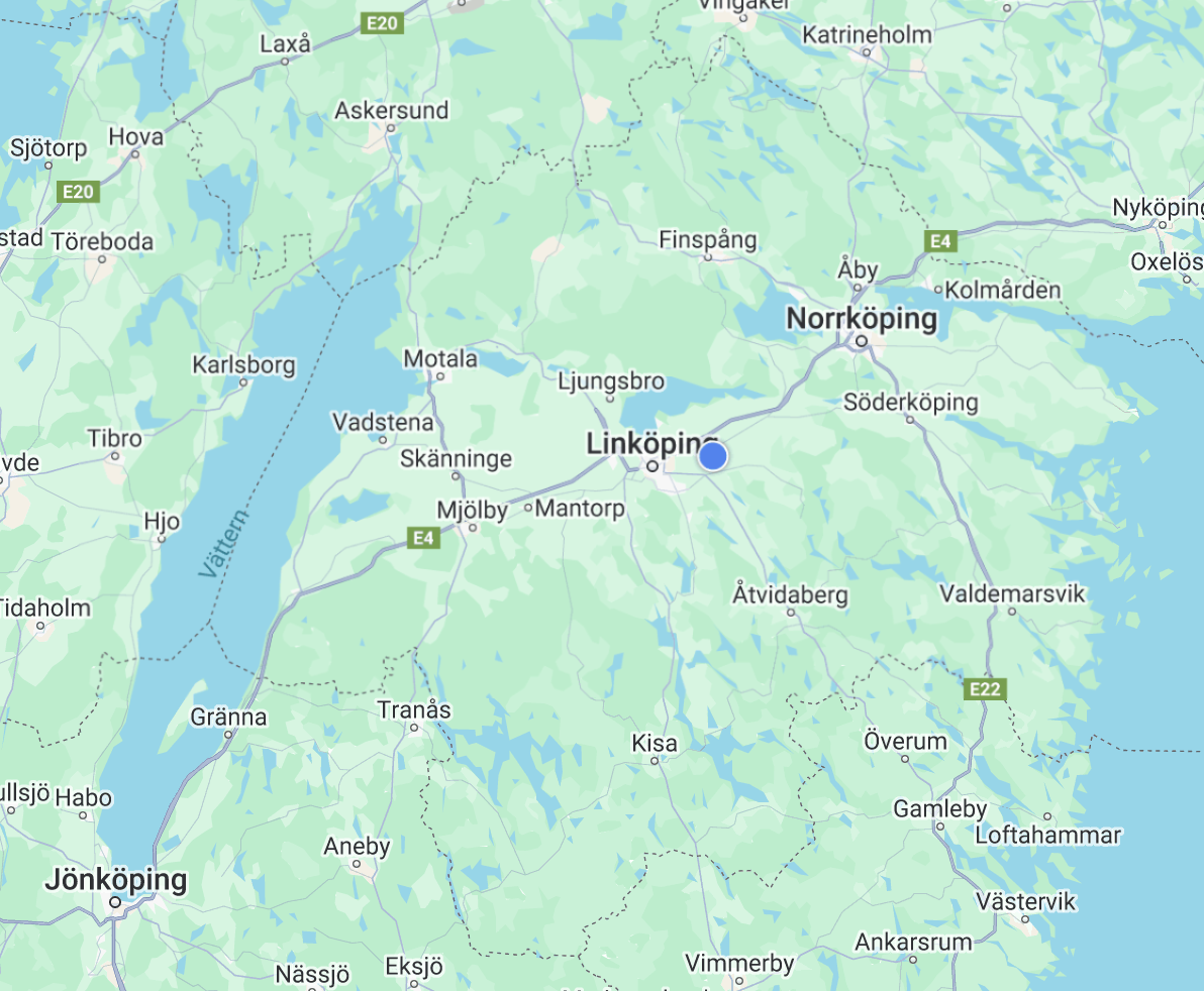 En karta över Östergötland